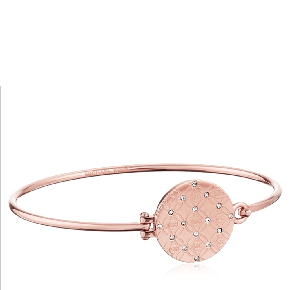 $98 Michael Kors Rose Gold-Tone Etched Monogram Bracelet